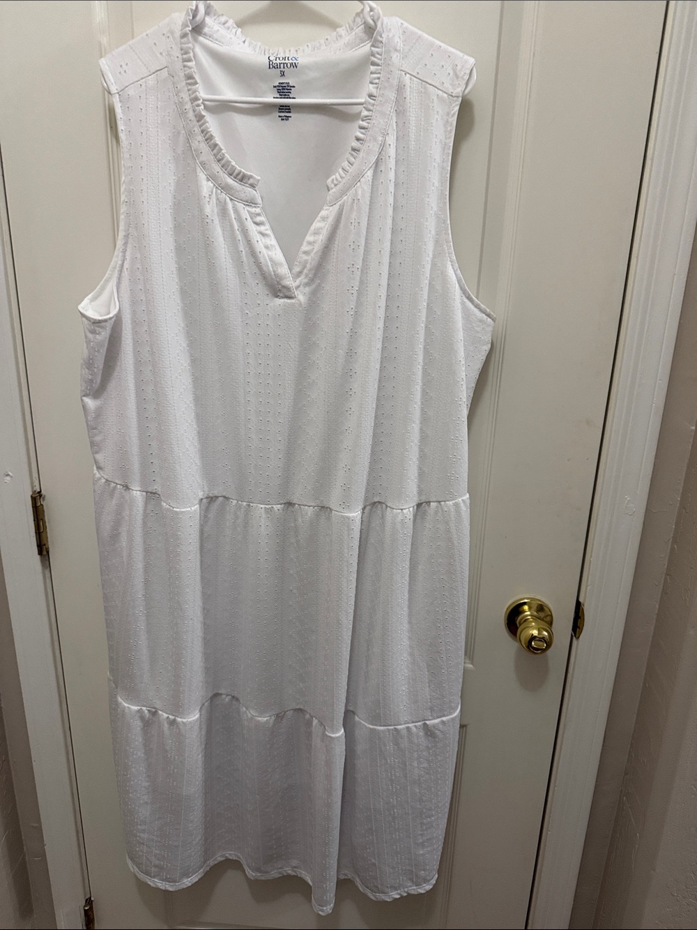 Women’s 3x Croft & Barrow White Sleeveless Tiered Midi Dress Plus Size Clean
